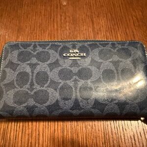 Coach Navy Signature Zip Wallet
